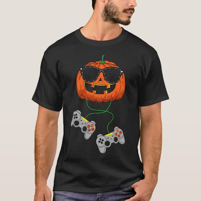 Halloween Kürbislaterne Gamer Boys Kids Men Fun H T-Shirt (Vorderseite)