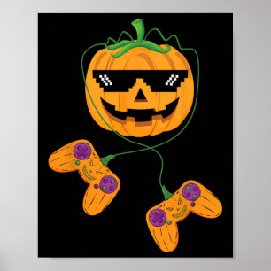 Halloween Kürbislaterne Gamer Boys Kids Men Funny Poster