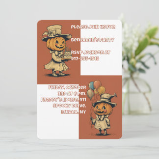 Halloween-Kürbislaterne in Orange Einladung