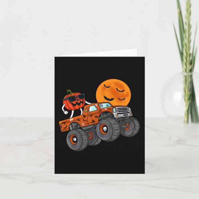 Halloween Kürbislaterne Monster Truck Kleinkind Bo Karte (Vorderseite)
