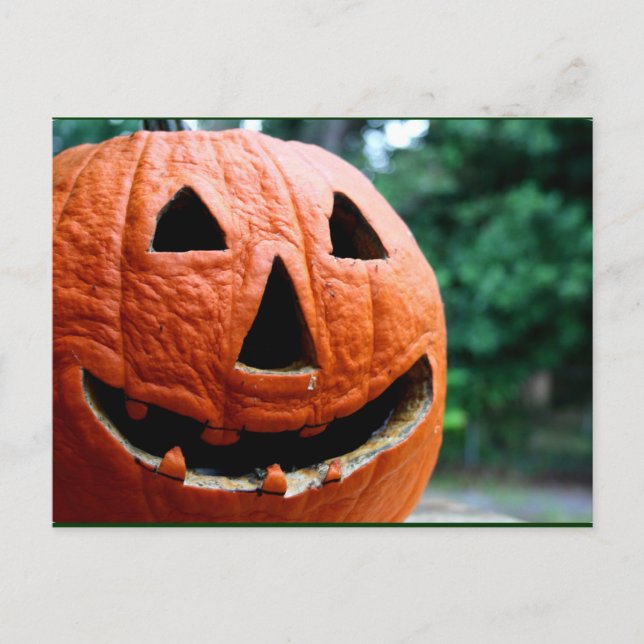 Halloween-Kürbislaterne nah Postkarte (Vorderseite)
