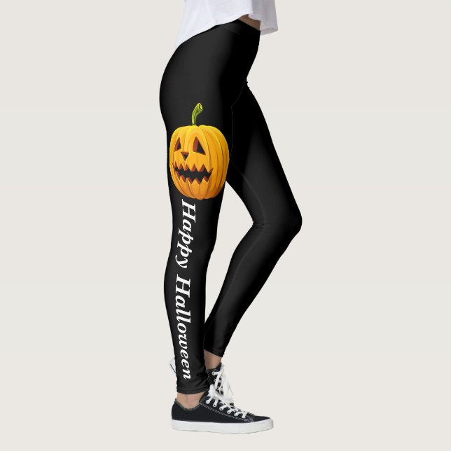 Halloween Kürbislaterne Orange Black Pumpkin Leggings (Rechts)