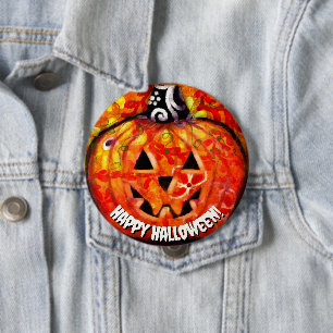 Halloween Kürbislaterne Orange Personalisiert Button