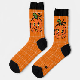 Halloween Kürbislaterne Orange Pumpkin Spider Socken