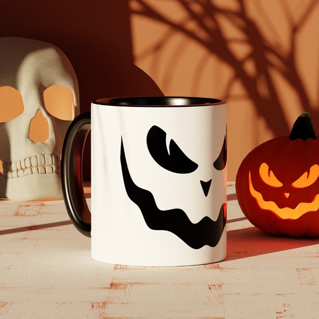 Halloween Kürbislaterne Pumpkin Creepy Face Tasse (Halloween Jack O Lantern Pumpkin Creepy Face Mug)
