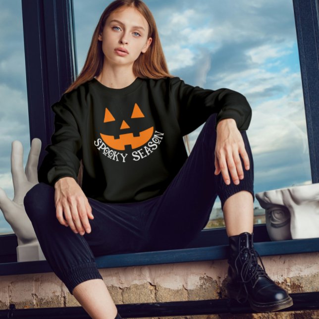 Halloween Kürbislaterne Pumpkin Face Sweatshirt (Von Creator hochgeladen)