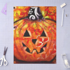 Halloween Kürbislaterne Pumpkin Floral Decoupage Seidenpapier