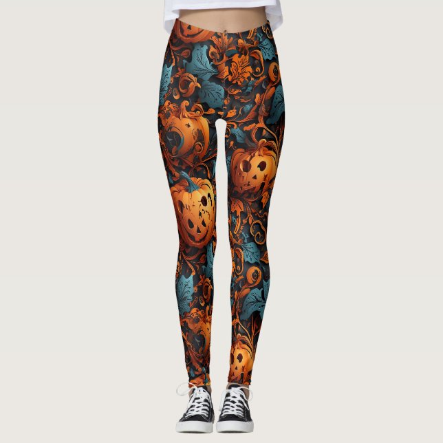 Halloween Kürbislaterne Pumpkin Leggings (Vorderseite)