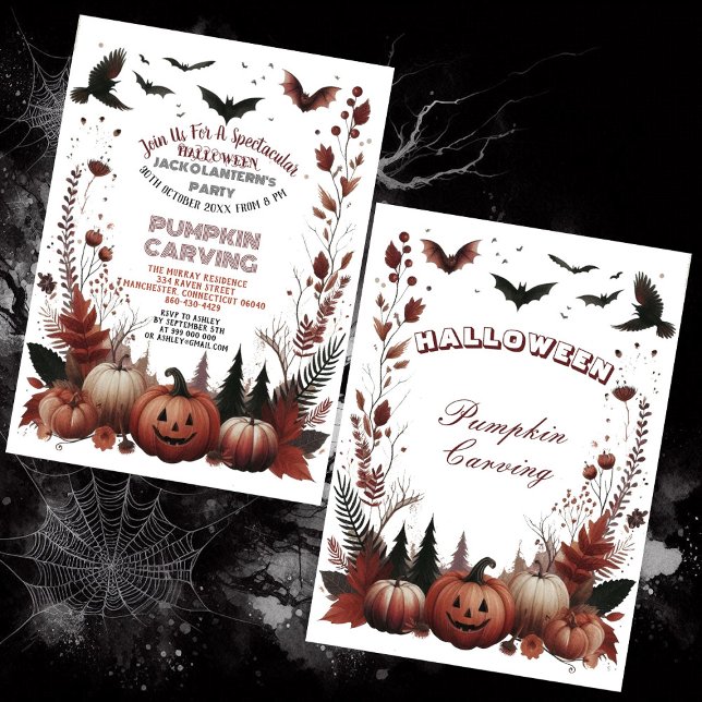 Halloween Kürbislaternen Pumpkin Carving Party Einladung (Halloween Jack O Lanterns Pumpkin Carving Party Invitation)