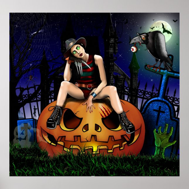 Halloween-Kürbismädchen Poster (Vorne)
