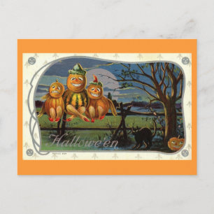 Halloween-Kürbismänner Fantasy Vintage Postkarte