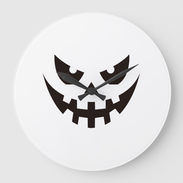 Halloween-Kürbismaske  Große Wanduhr (Vorderseite)