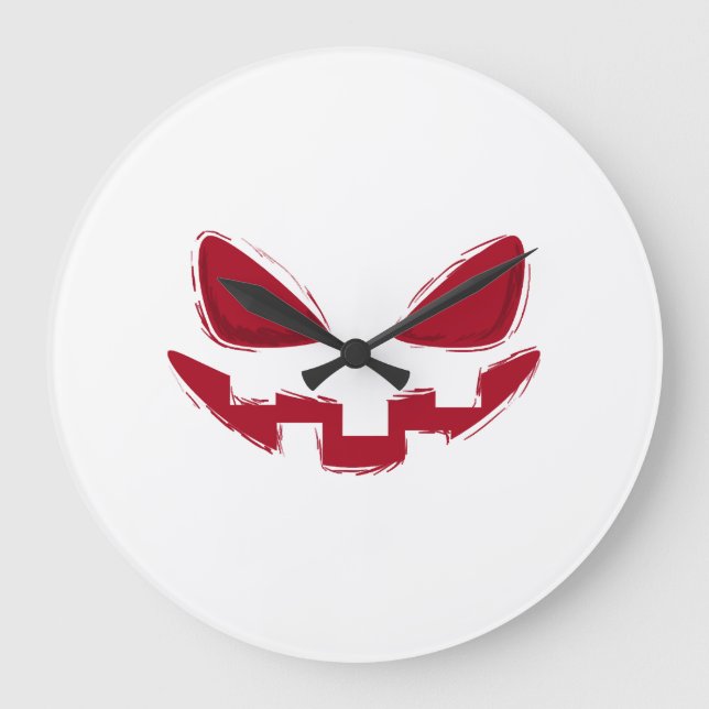 Halloween-Kürbismaske   Große Wanduhr (Vorderseite)