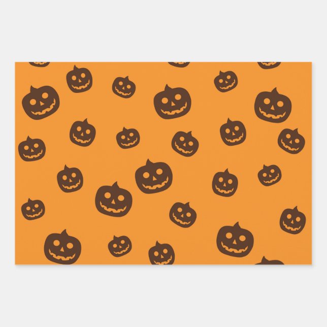 Halloween-Kürbismuster Geschenkpapier Set (Vorderseite)