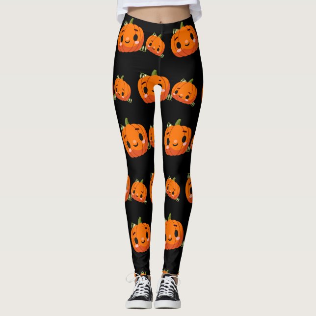 Halloween-Kürbismuster Leggings (Vorderseite)
