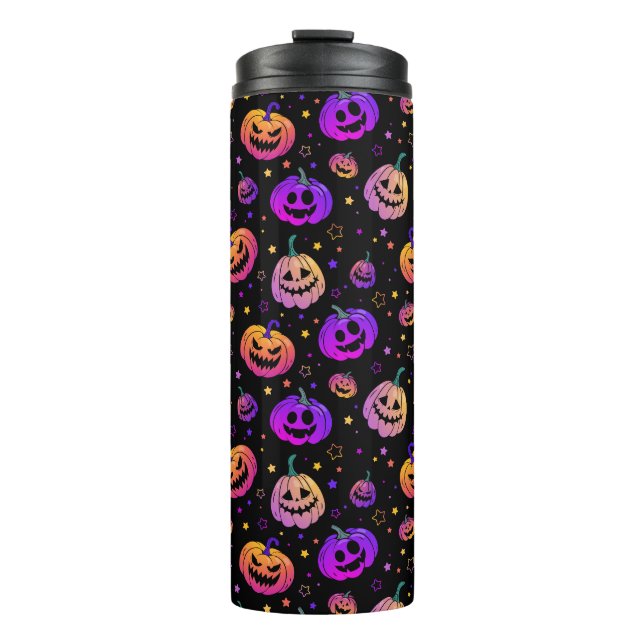 Halloween-Kürbismuster Thermosbecher (Vorderseite)