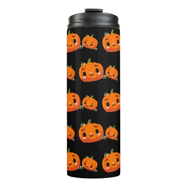 Halloween-Kürbismuster Thermosbecher (Vorderseite)