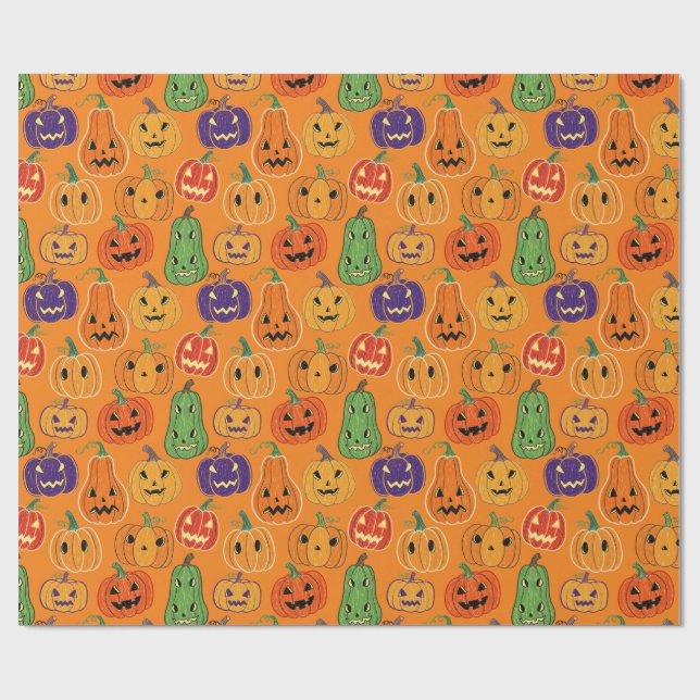 Halloween-Kürbismuster-Wrap-Papier Geschenkpapier (Flach)