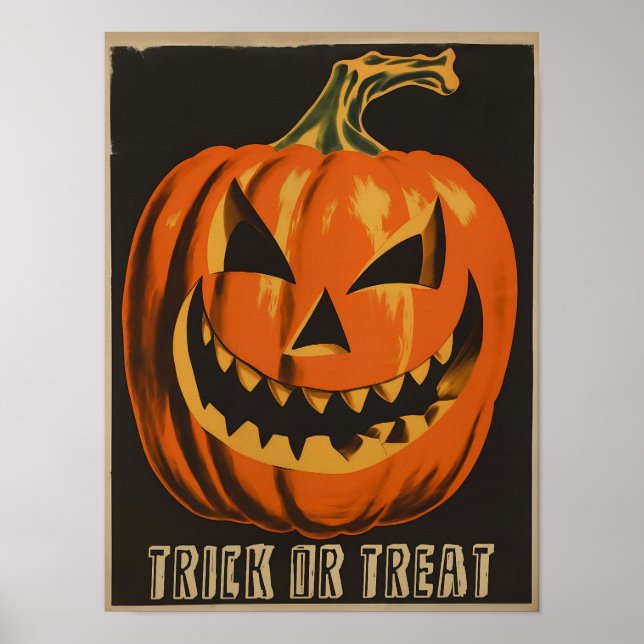 Halloween-Kürbisposter Retro-Halloween-Kunst Downl Poster (Vorne)
