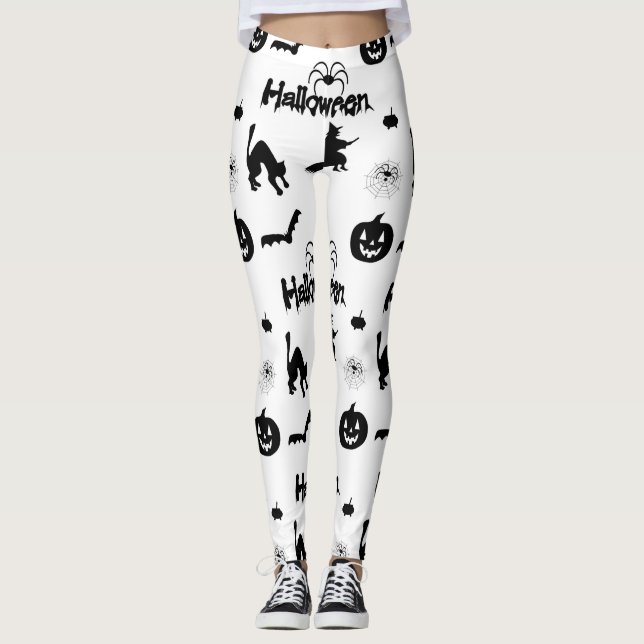 Halloween-Kürbisschlägerhexe-Spinne Leggings (Vorderseite)