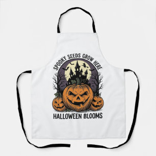 Halloween-Kürbisschloss Vintage Gruseliges Shirt_1 Schürze