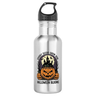 Halloween-Kürbisschloss Vintage Gruseliges T-Shirt Edelstahlflasche
