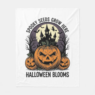 Halloween-Kürbisschloss Vintage Gruseliges T-Shirt Fleecedecke