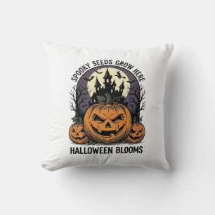 Halloween-Kürbisschloss Vintage Gruseliges T-Shirt Kissen