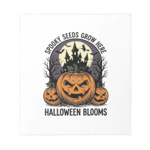 Halloween-Kürbisschloss Vintage Gruseliges T-Shirt Notizblock