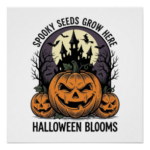 Halloween-Kürbisschloss Vintage Gruseliges T-Shirt Poster