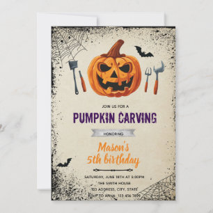 Halloween-Kürbisschnitz-Einladung Einladung