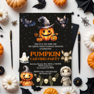 Halloween-Kürbisschnitzparty-Einladung Einladung