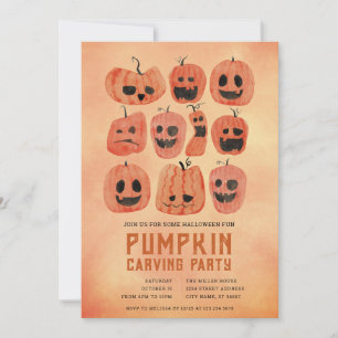 Halloween-Kürbisschnitzparty-Einladungen Einladung