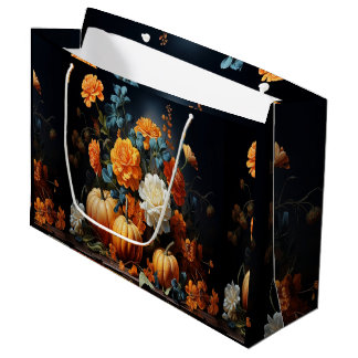 Halloween-Kürbisse Blumen Große Geschenktüte