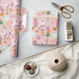 Halloween-Kürbisse, Geist, Monster Rosa Geschenkpapier