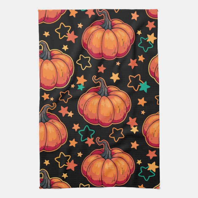 Halloween-Kürbisse Geschirrtuch (Vertikal)