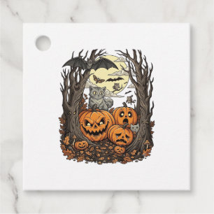 Halloween-Kürbisse Graue Katze Fledermaus Vollmond Geschenkanhänger