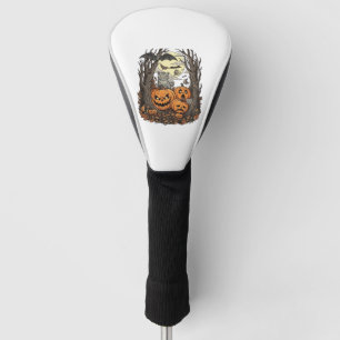 Halloween-Kürbisse Graue Katze Fledermaus Vollmond Golf Headcover