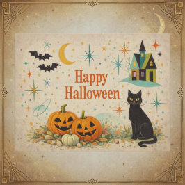 Halloween-Kürbisse in Orange im Stil der Mitte des Feiertagspostkarte