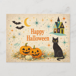 Halloween-Kürbisse in Orange im Stil der Mitte des Feiertagspostkarte