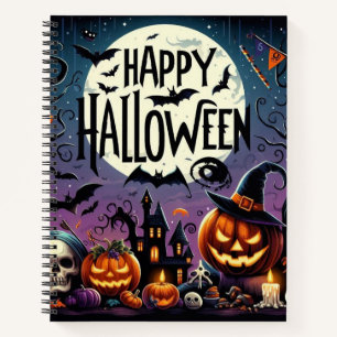 Halloween Kürbisse, Totenköpfe & Spukhaus Notizbuch