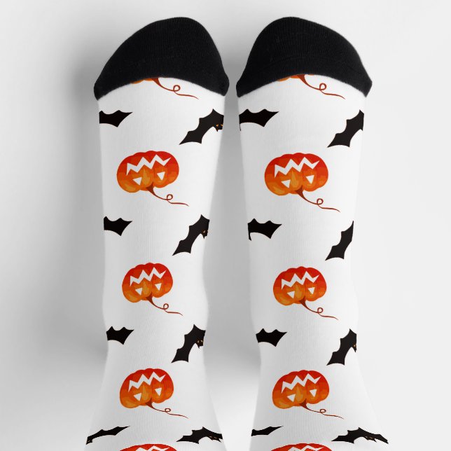 Halloween-Kürbisse und Fledermäuse, Süßes oder Sau Socken (Oben)