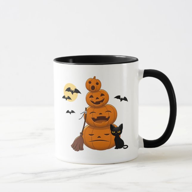 Halloween-Kürbisse und schwarze Katze Tasse (Rechts)