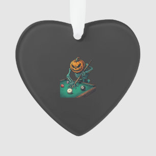 Halloween-Kürbisskelett spielt Pool-Billard Ornament