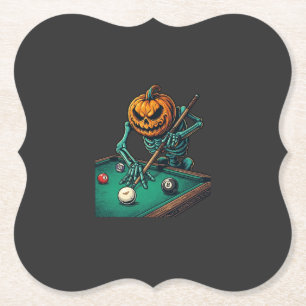 Halloween-Kürbisskelett spielt Pool-Billard Untersetzer