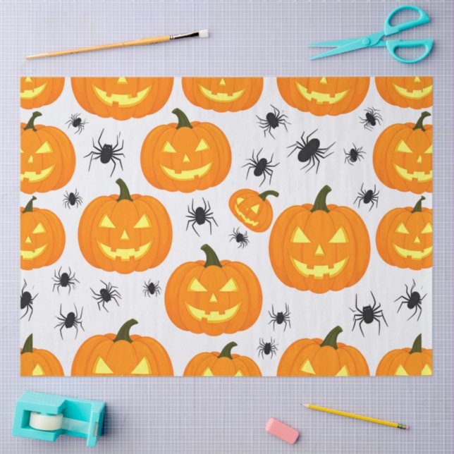 Halloween-Kürbisumzug Seidenpapier (Basteln)