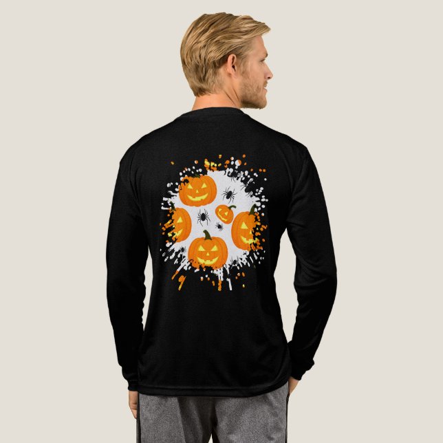 Halloween-Kürbisumzug Tri-Blend Shirt (Voller Rücken)