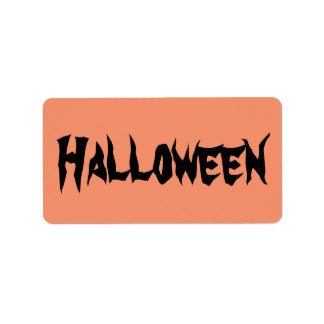 Halloween-Labels mit schwarzem Text auf Orange Adressaufkleber