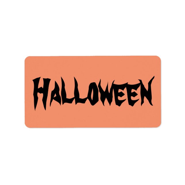 Halloween-Labels mit schwarzem Text auf Orange Adressaufkleber (Vorne)