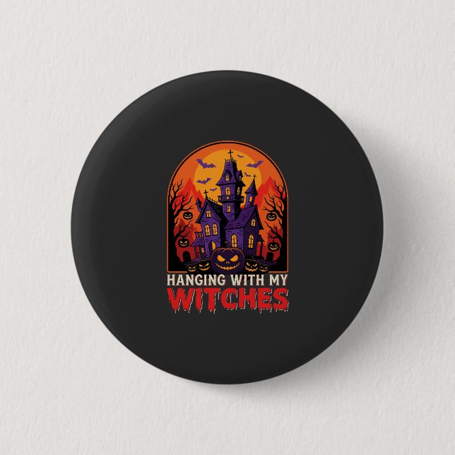 Halloween-Labor-Monster-Kürbis-Mond-Vektor Button (Vorderseite)